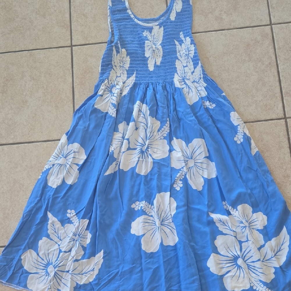 Blue Floral Hawaiian-Style Girls' Dress